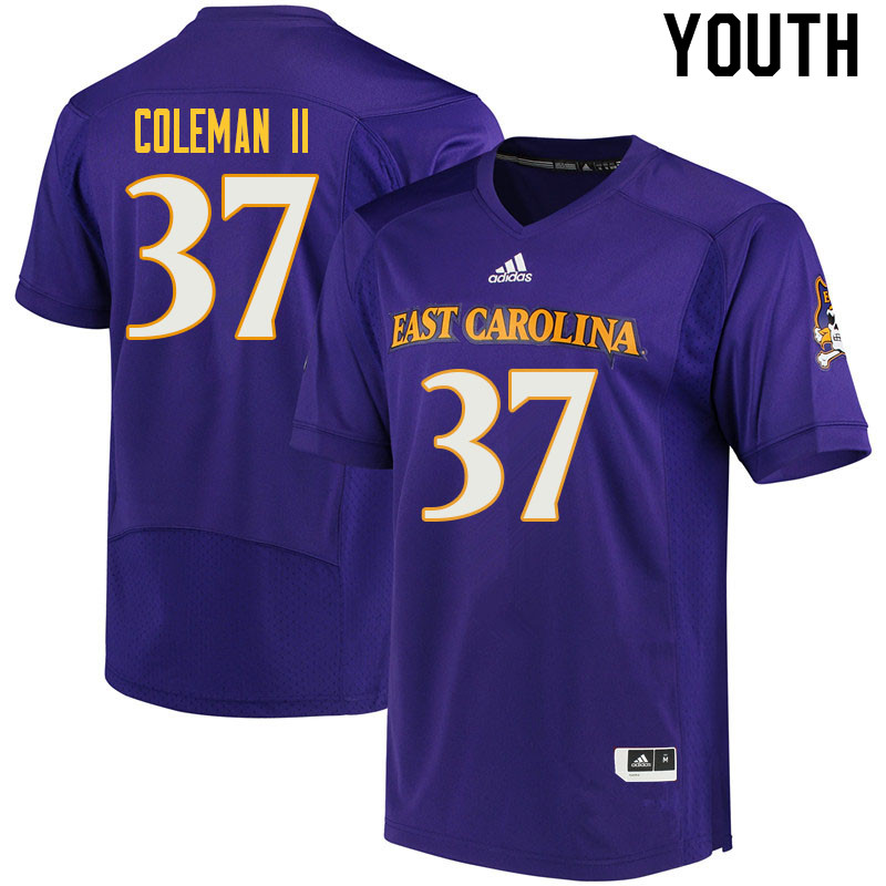 Youth #37 Jonathan Coleman II ECU Pirates College Football Jerseys Sale-Purple - Click Image to Close